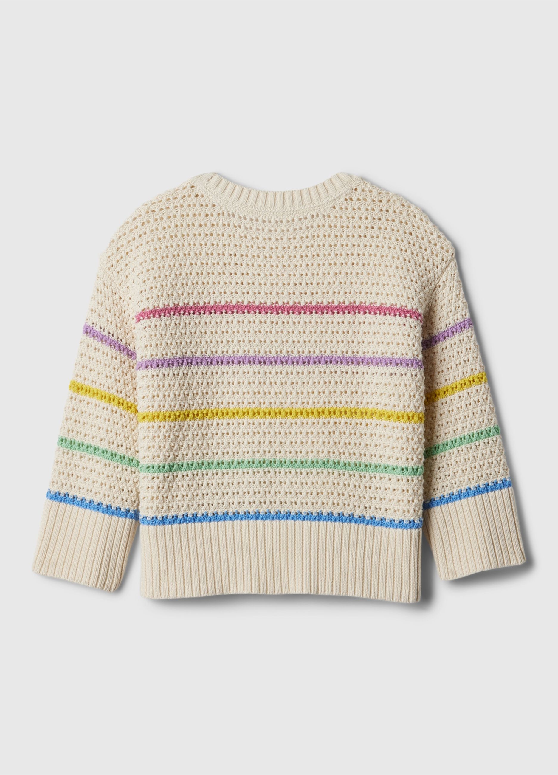 Striped pullover with openwork design