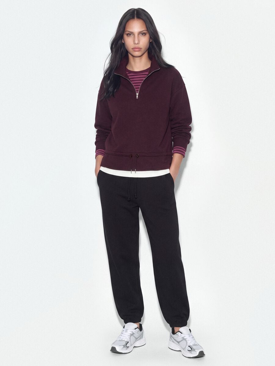 Black cotton-blend joggers with drawstring waist_0