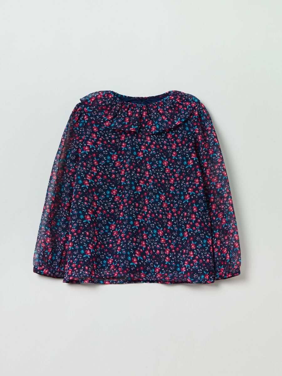 Floral blouse with flower collar_0