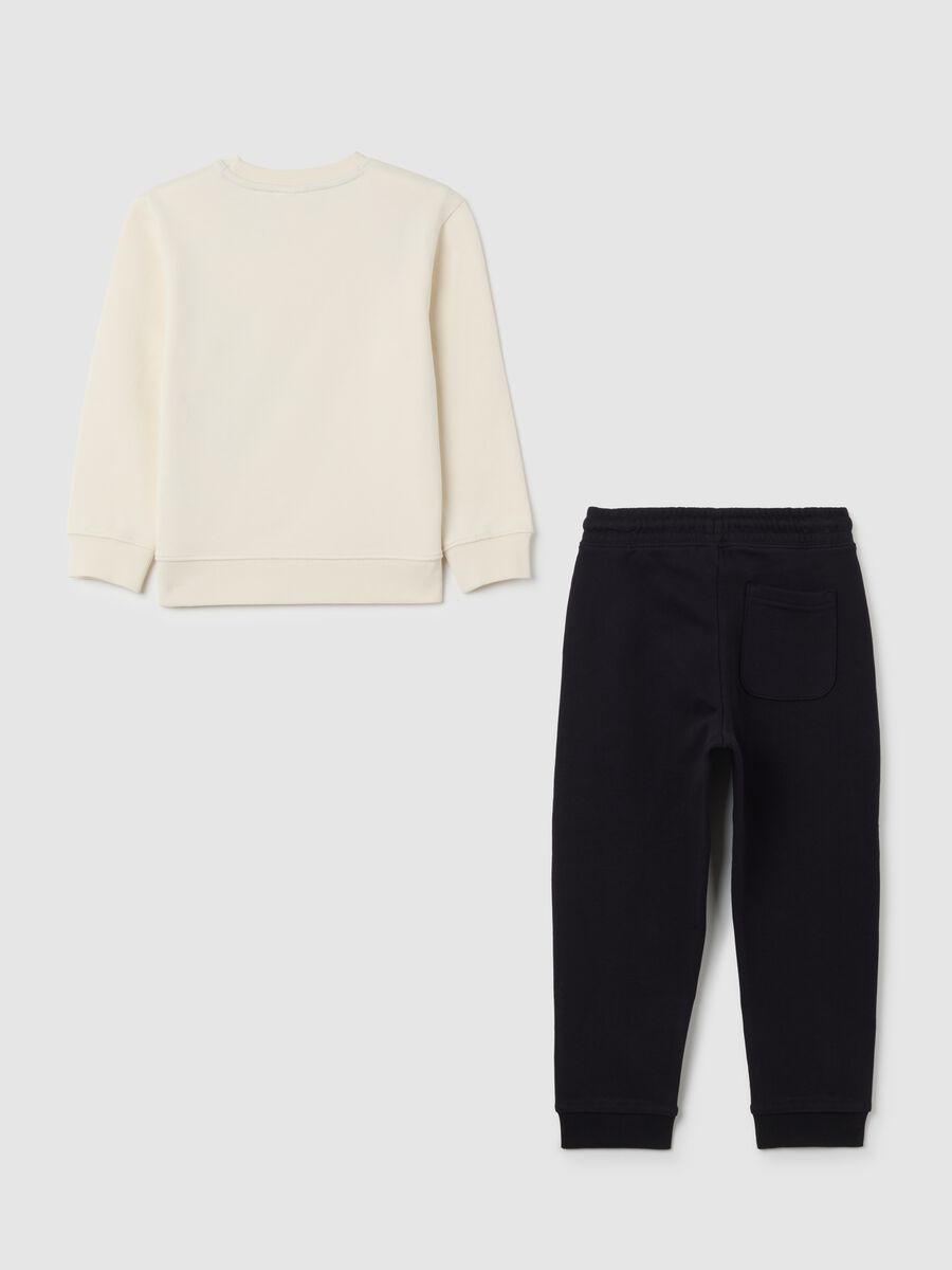 Children's white and black pure cotton regular fit jogging set_1