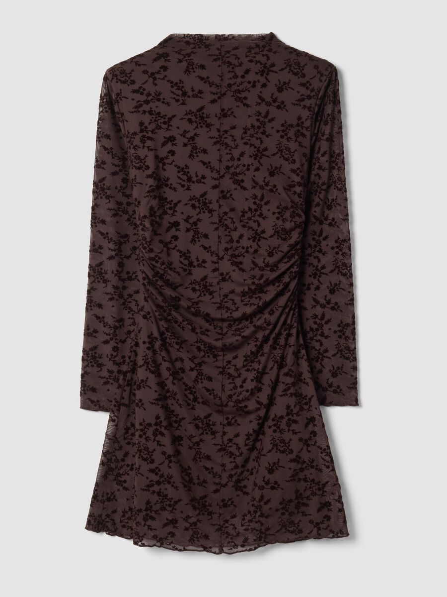 Brown Stretch-Fabric Dress with High Neck_6