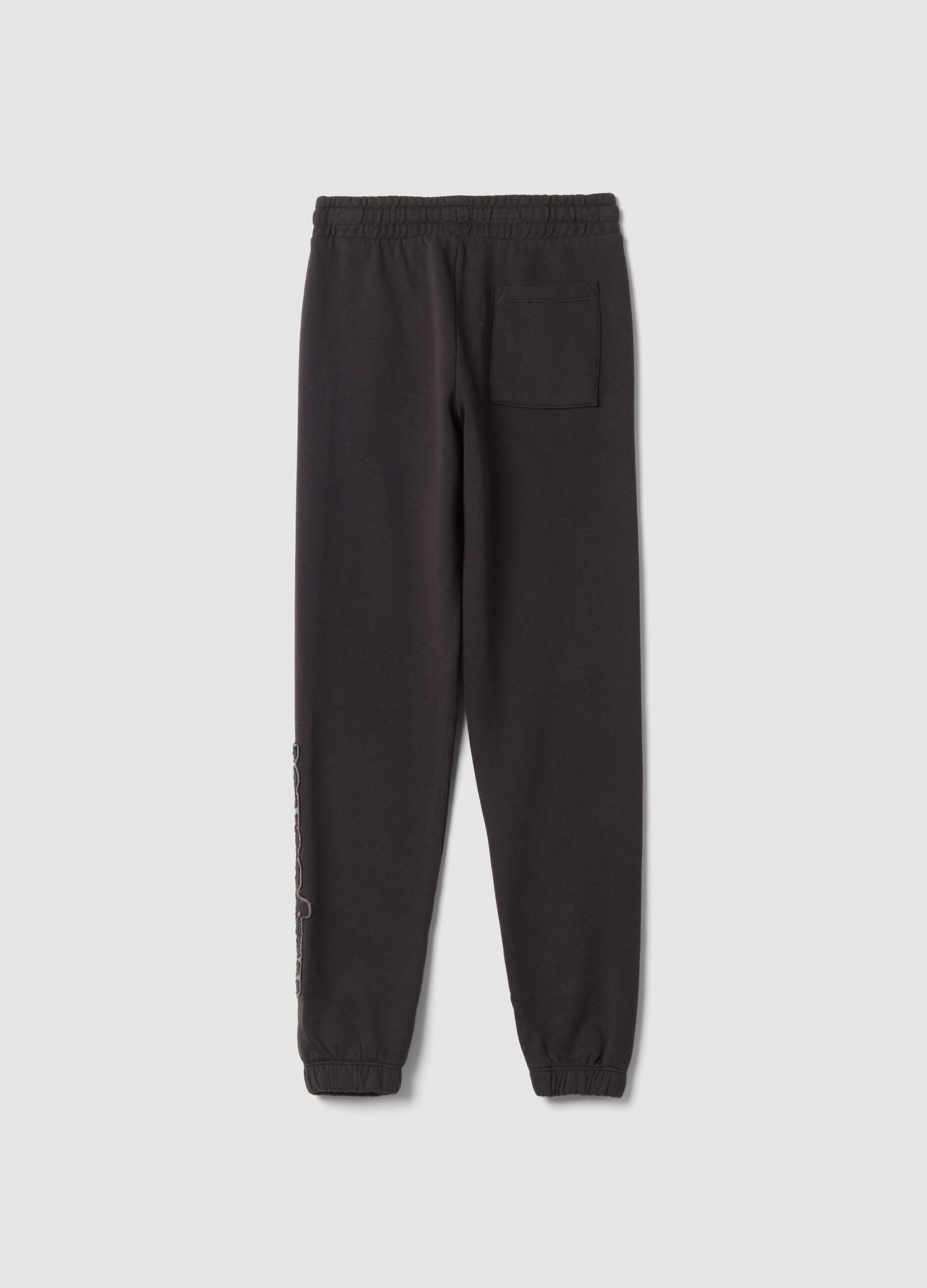 Pantaloni jogger grigi in puro cotone fleece comfort fit