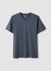 Blue pure cotton regular fit V-neck T-shirt_4