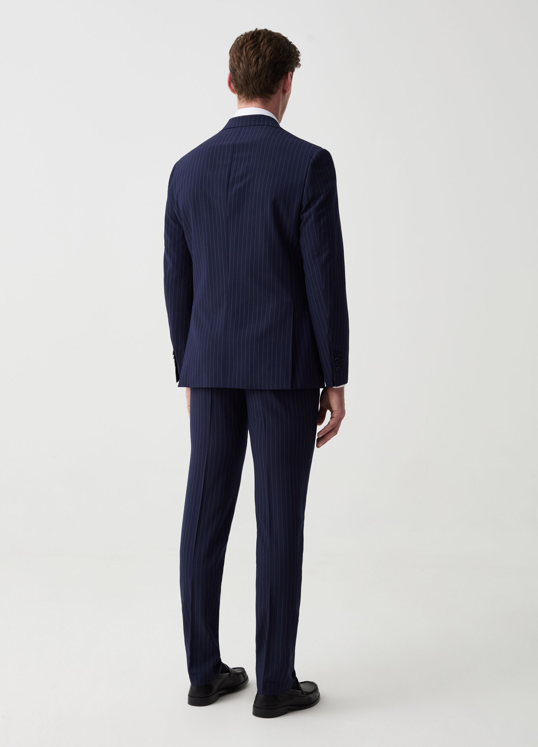 Easy-fit double-breasted pinstriped suit