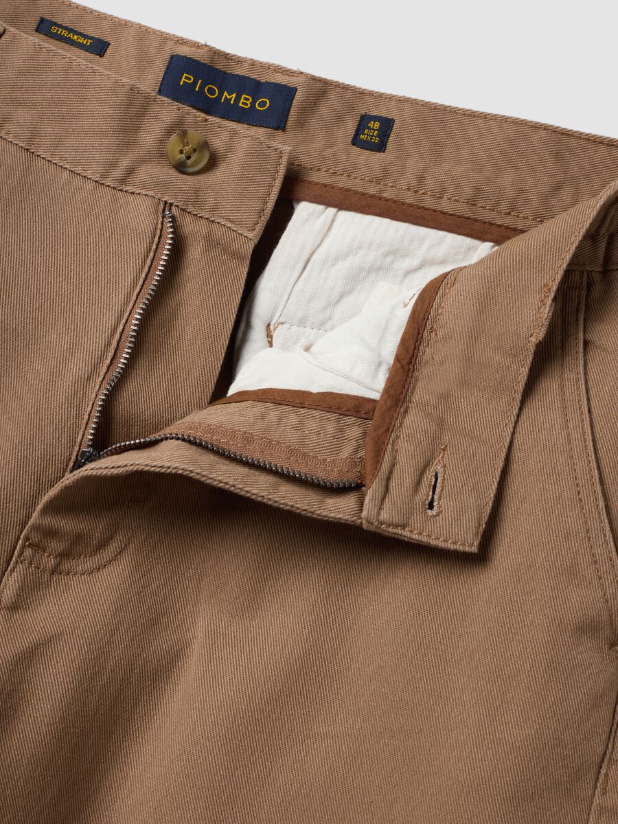 Brown stretch-cotton chino trousers, straight fit_5