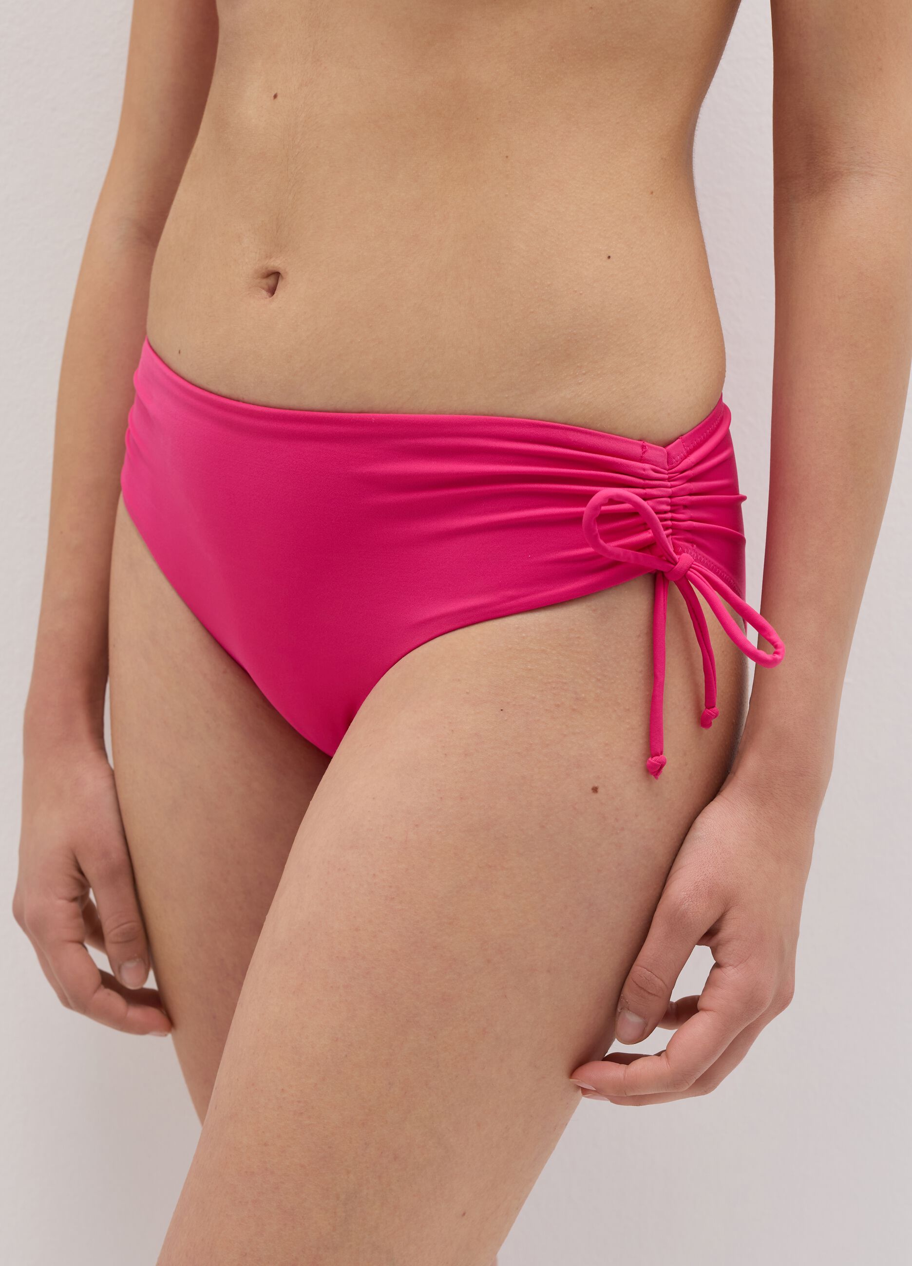 Solid colour bikini briefs with drawstring