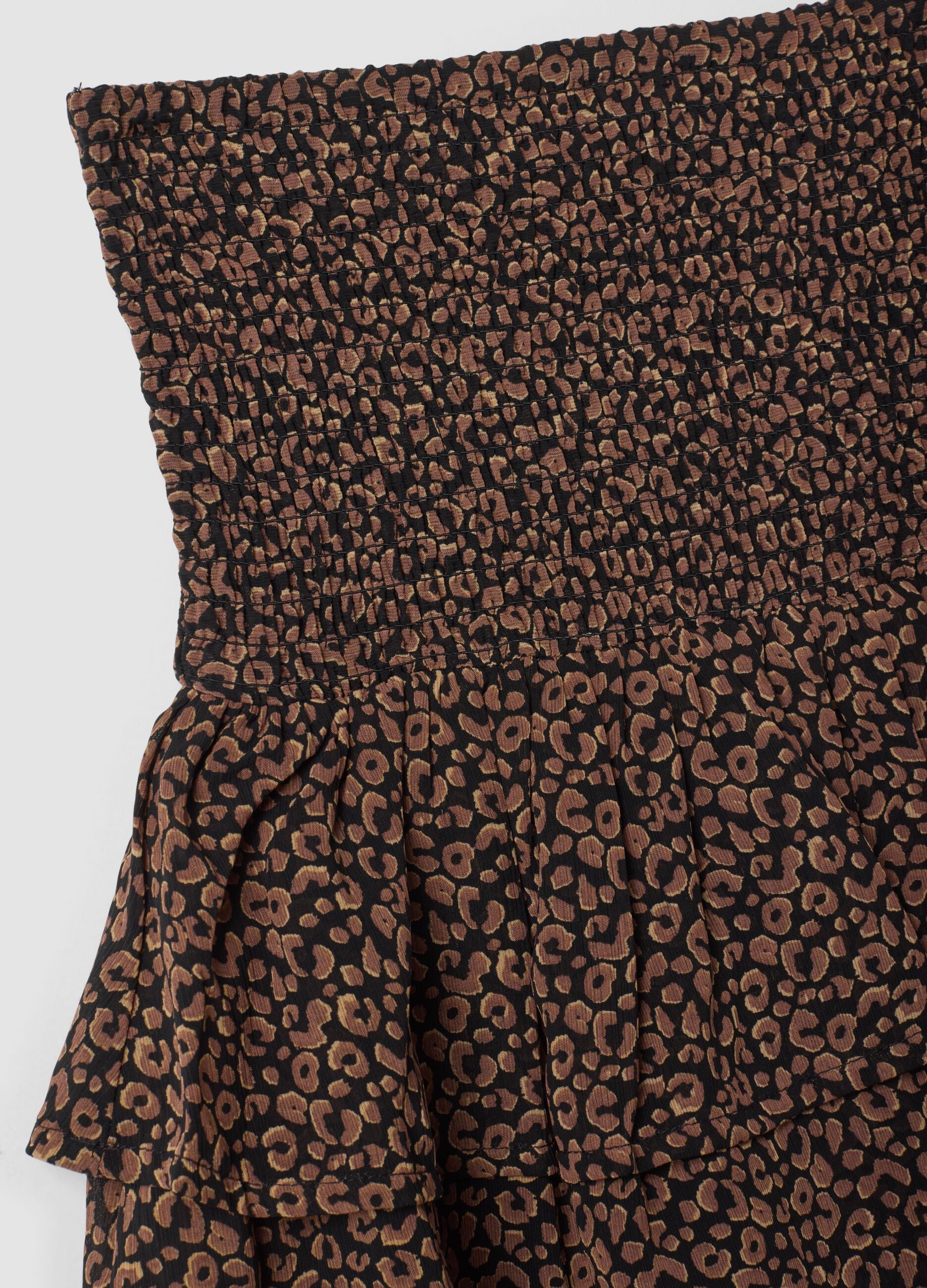 Braun-schwarzer Rock mit Animal-Print und Volants