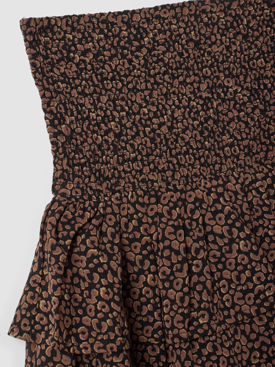 Brown and black animal print skirt with ruffles_2