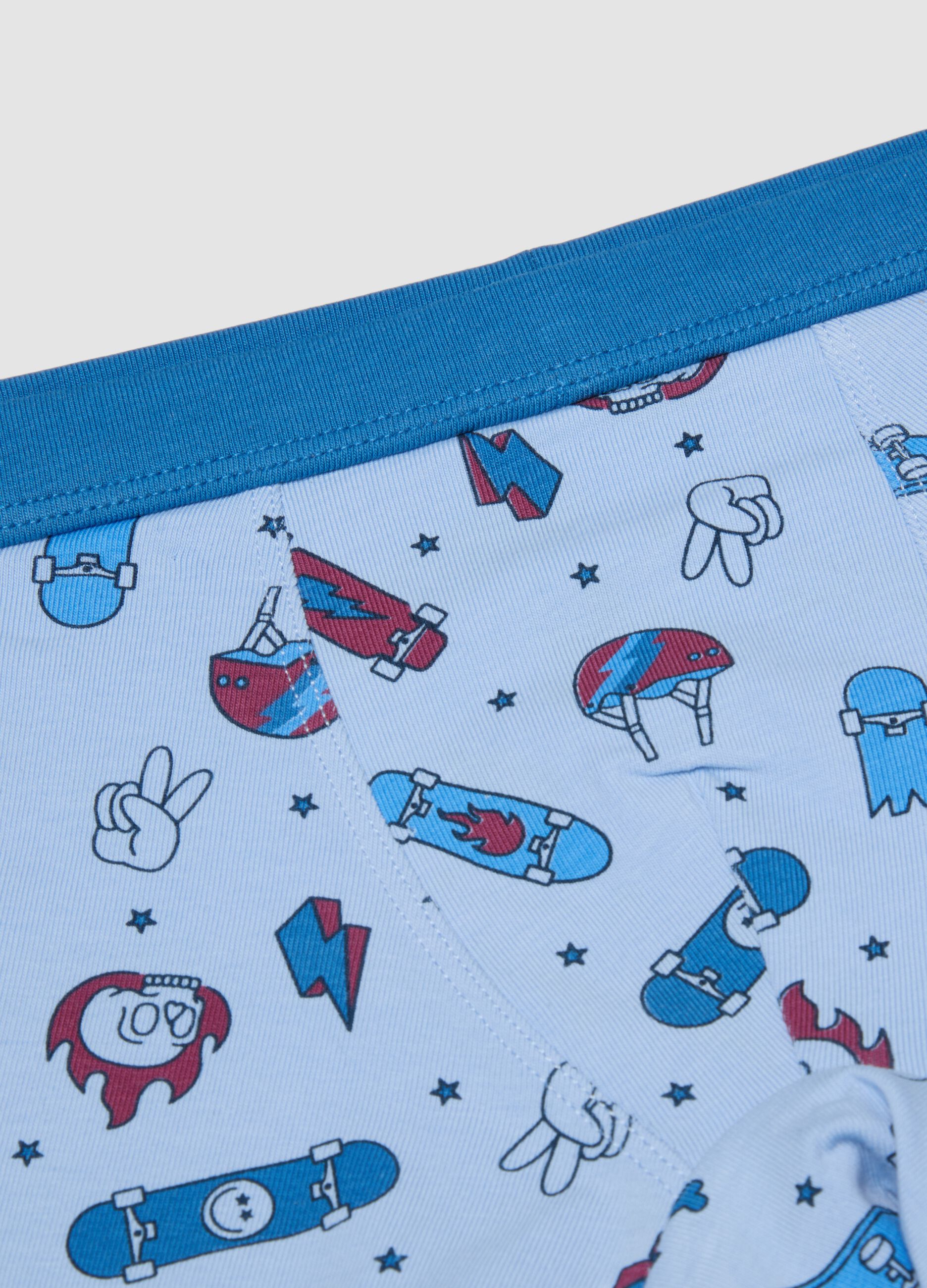 Tripack di boxer midi multicolor in cotone organico elasticizzato con fantasia