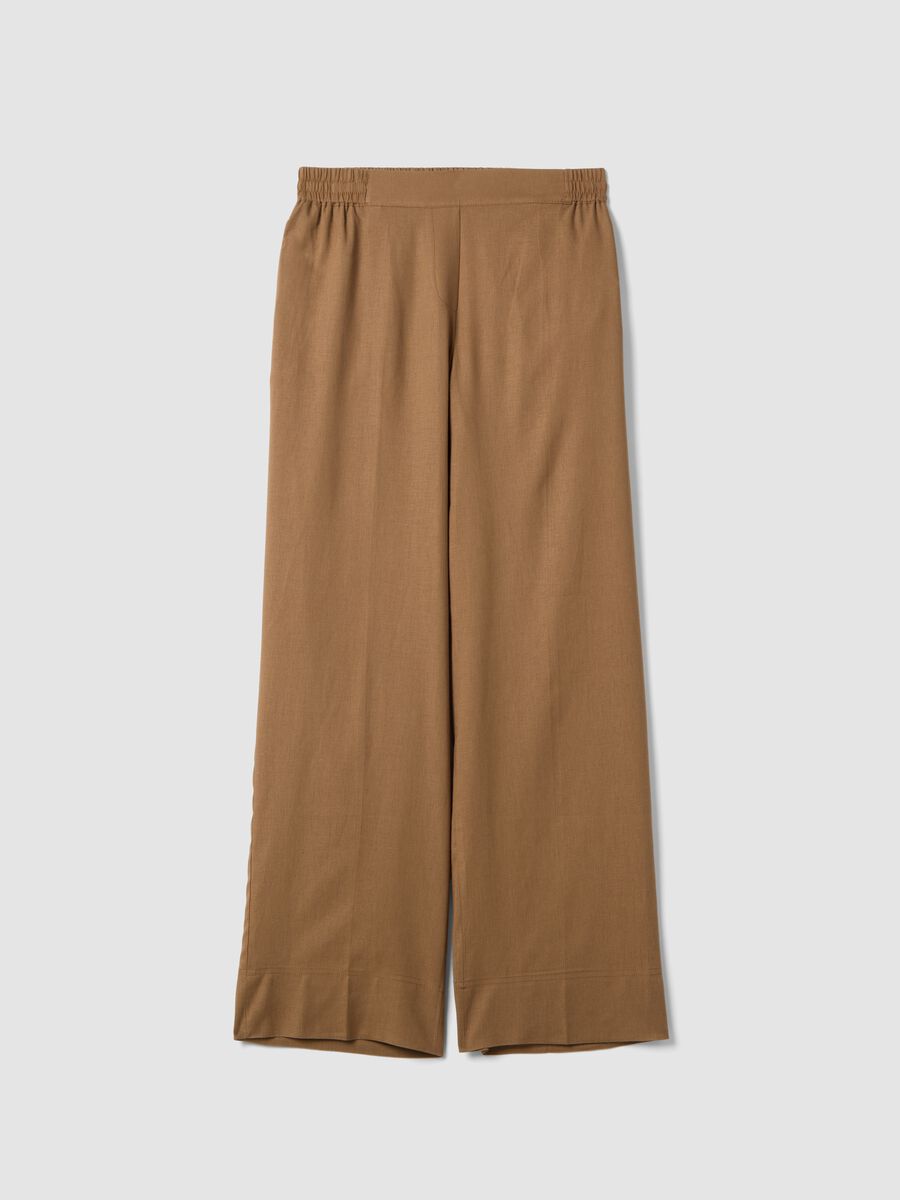 Braune Wide-Leg-Hose aus Leinenmischung_4