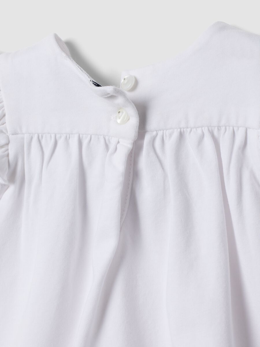 Blue and white pure cotton set with blouse and shorts_3