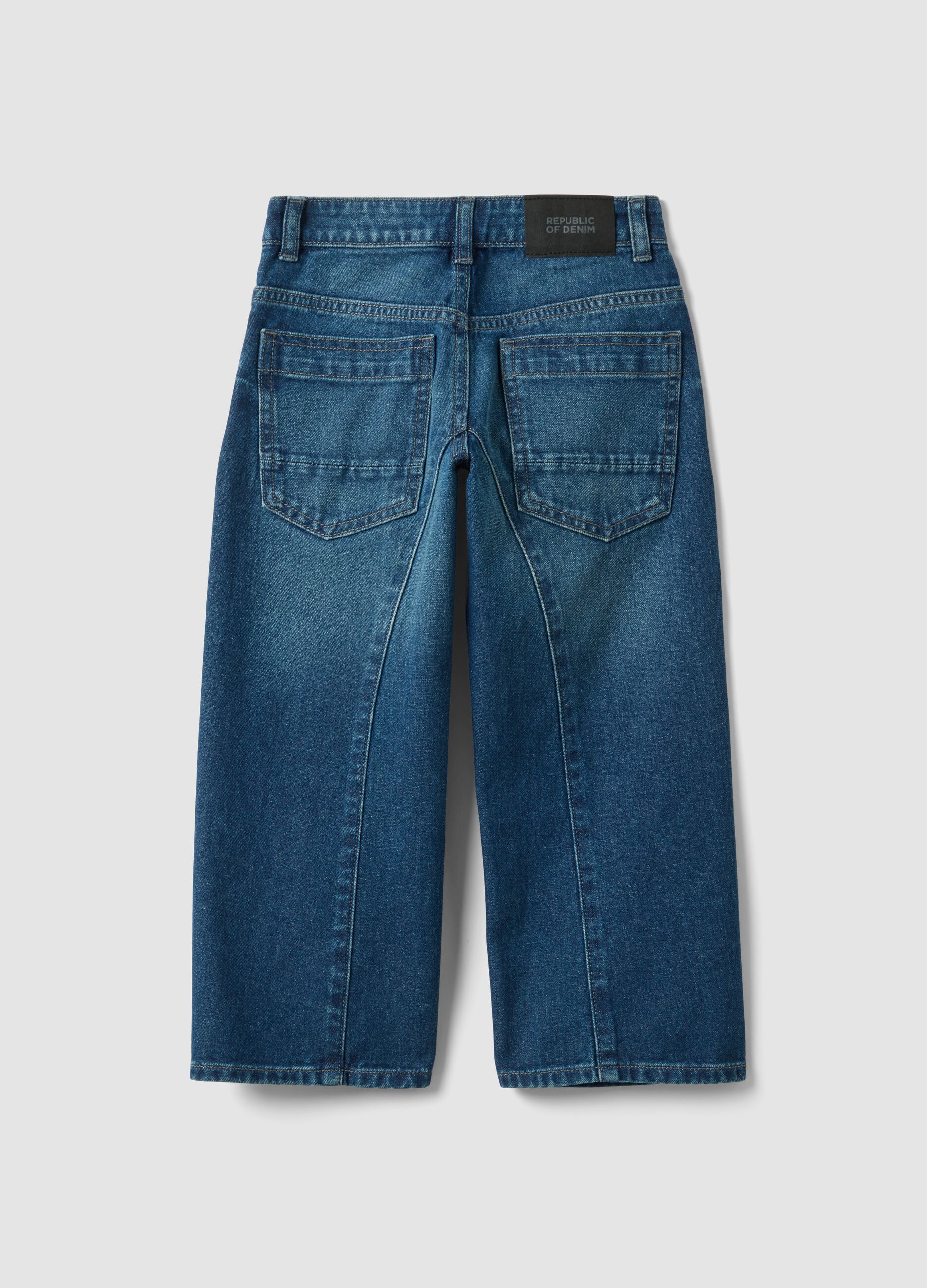 Jeans blu in puro cotone baggy fit per bambino