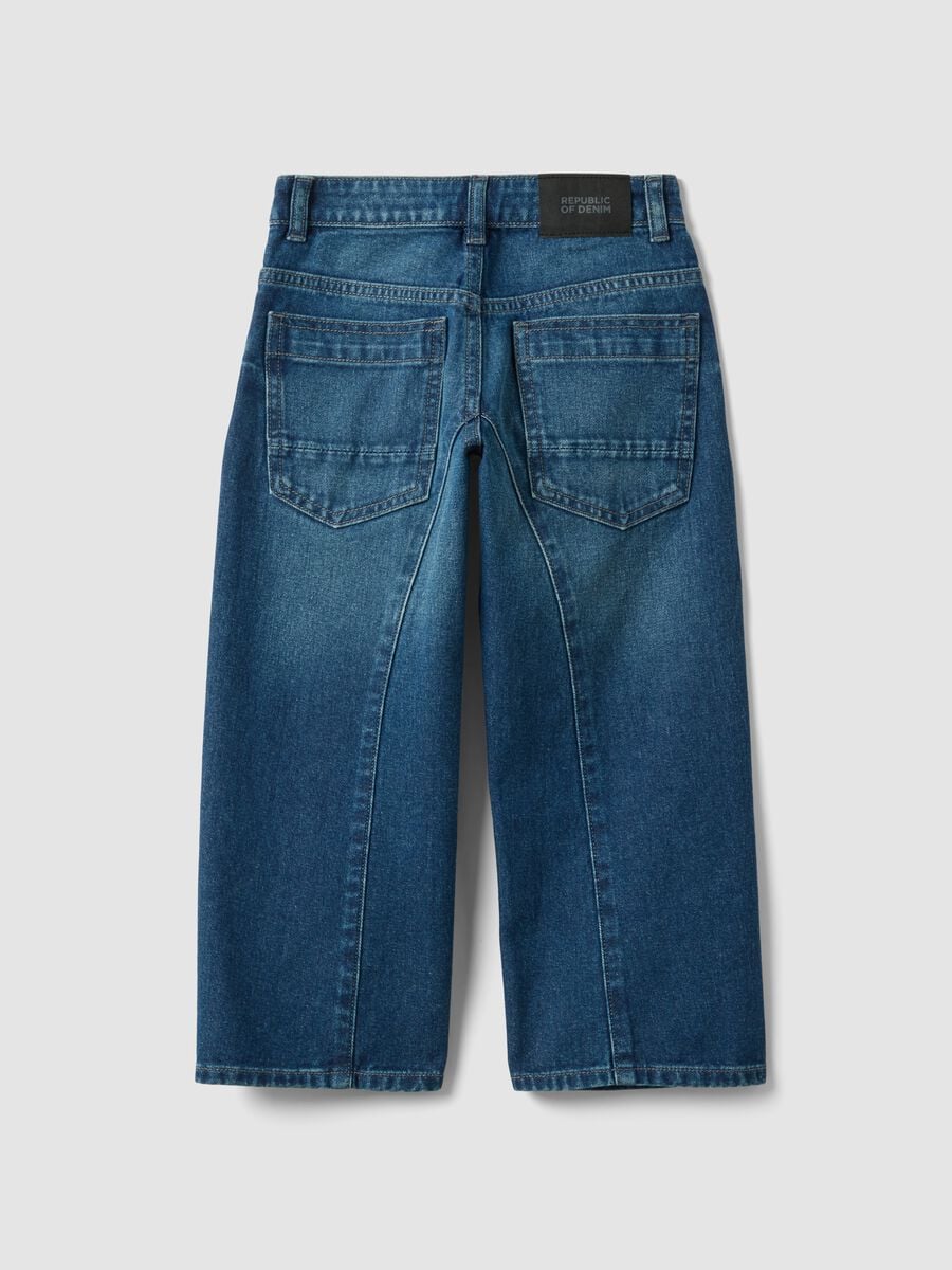Jeans blu in puro cotone baggy fit per bambino_1
