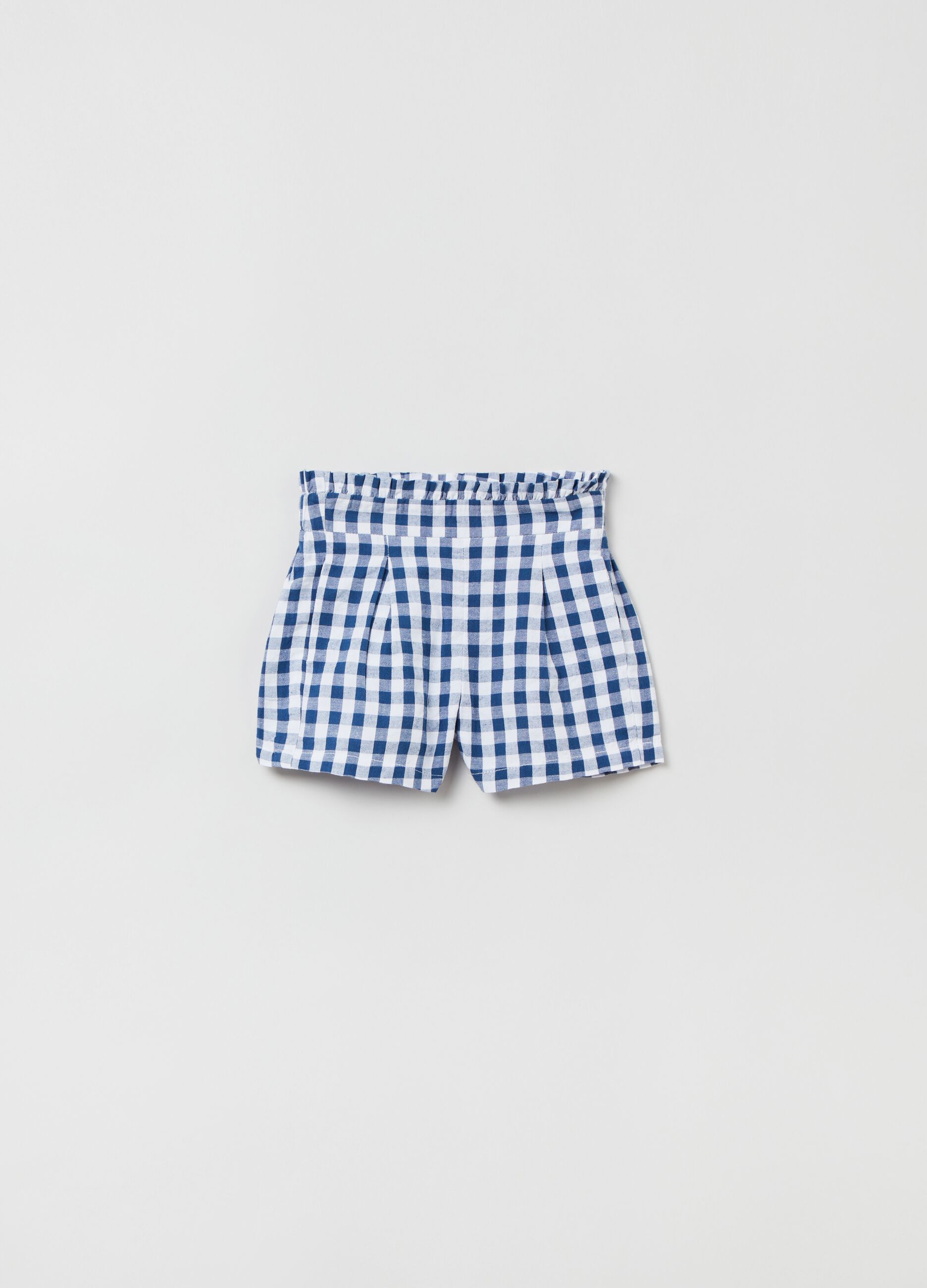 Cotton shorts with gingham pattern_0