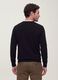 Black viscose-blend polo shirt with V-neck and regular fit collar_3