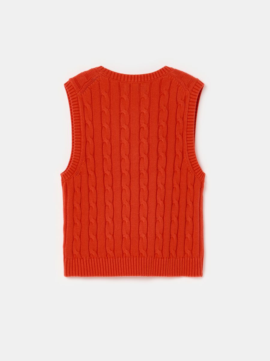 Ribbed closed gilet with cable-knit design_4