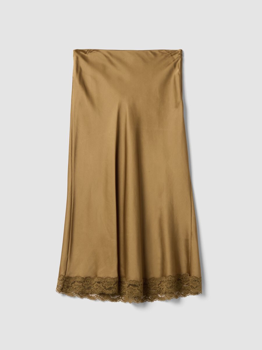 Yellow viscose-blend skirt with lace_4