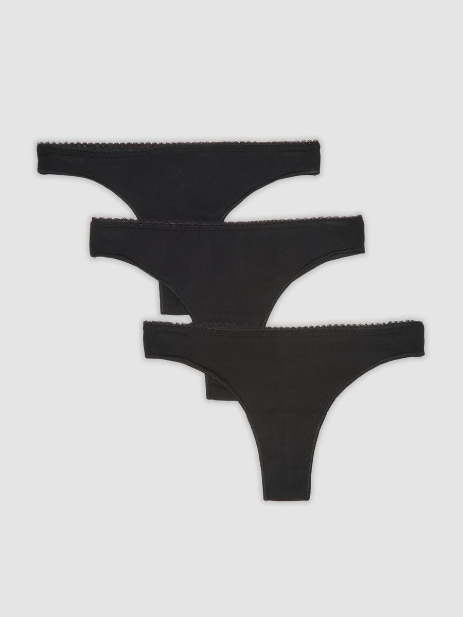 Tripack di slip brasiliane nere in cotone organico elasticizzato_0