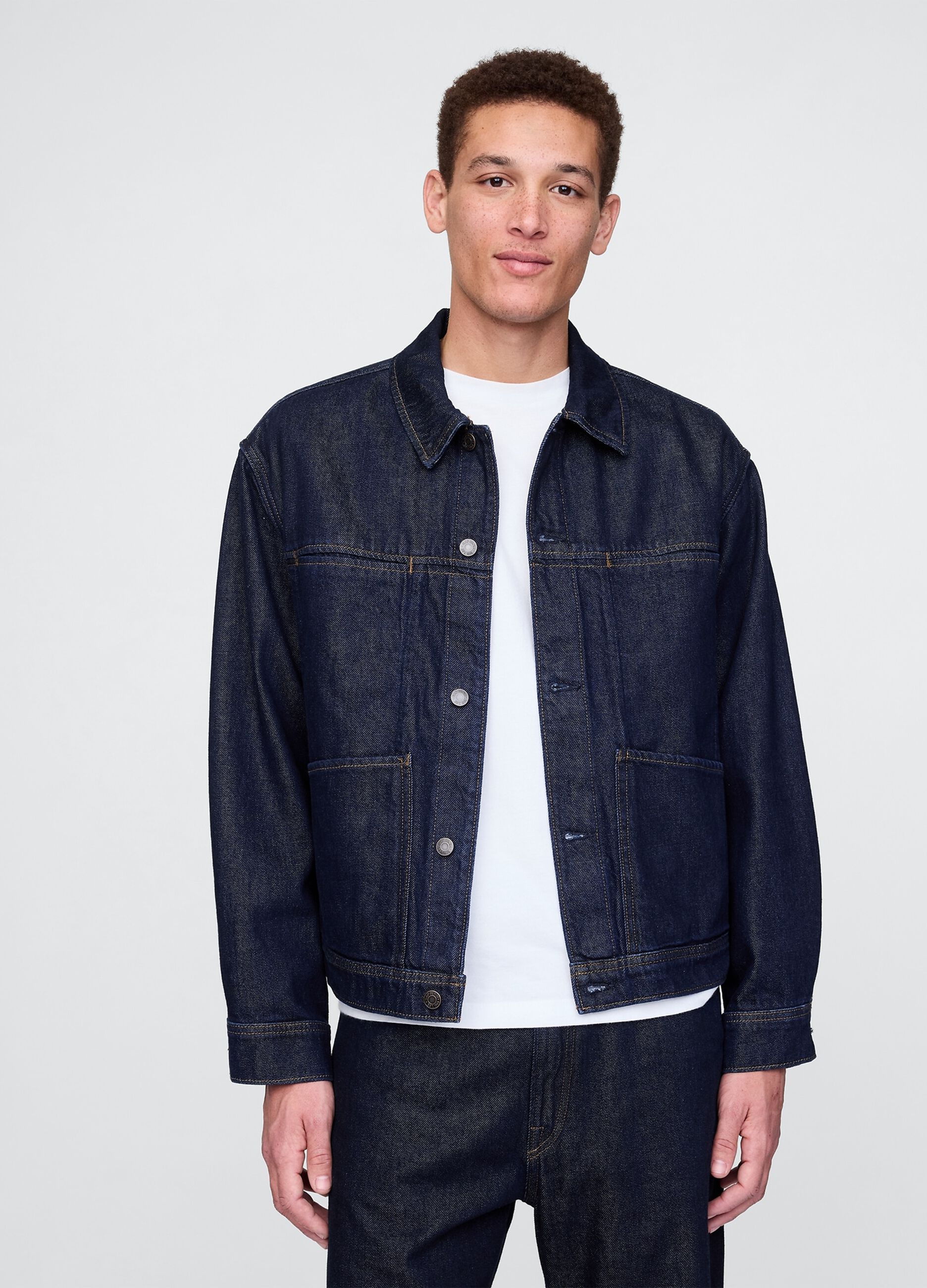 Blue Denim Jacket in Cotton and Lyocell