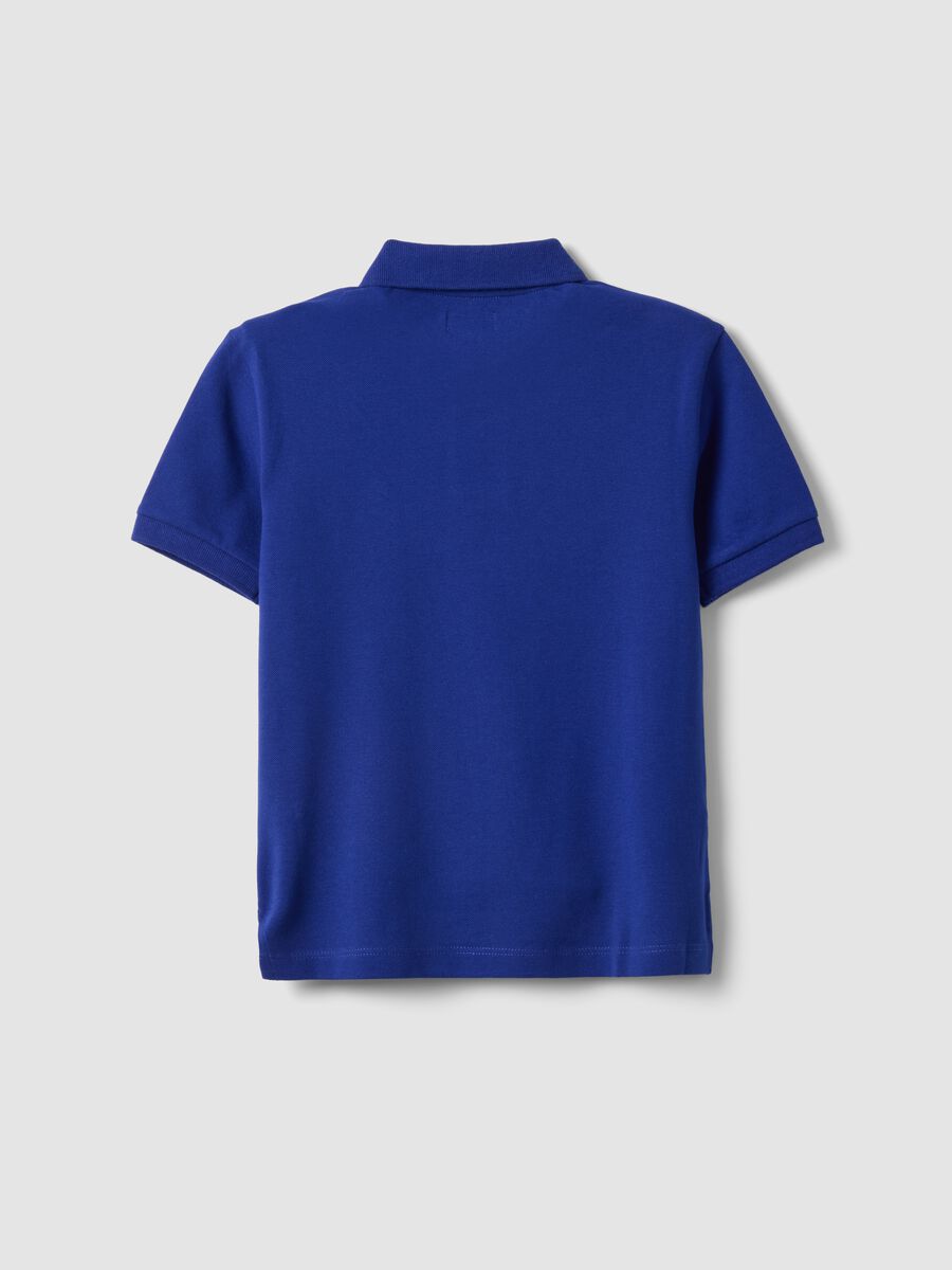 Boys' Regular Fit Blue Stretch Cotton Polo_1