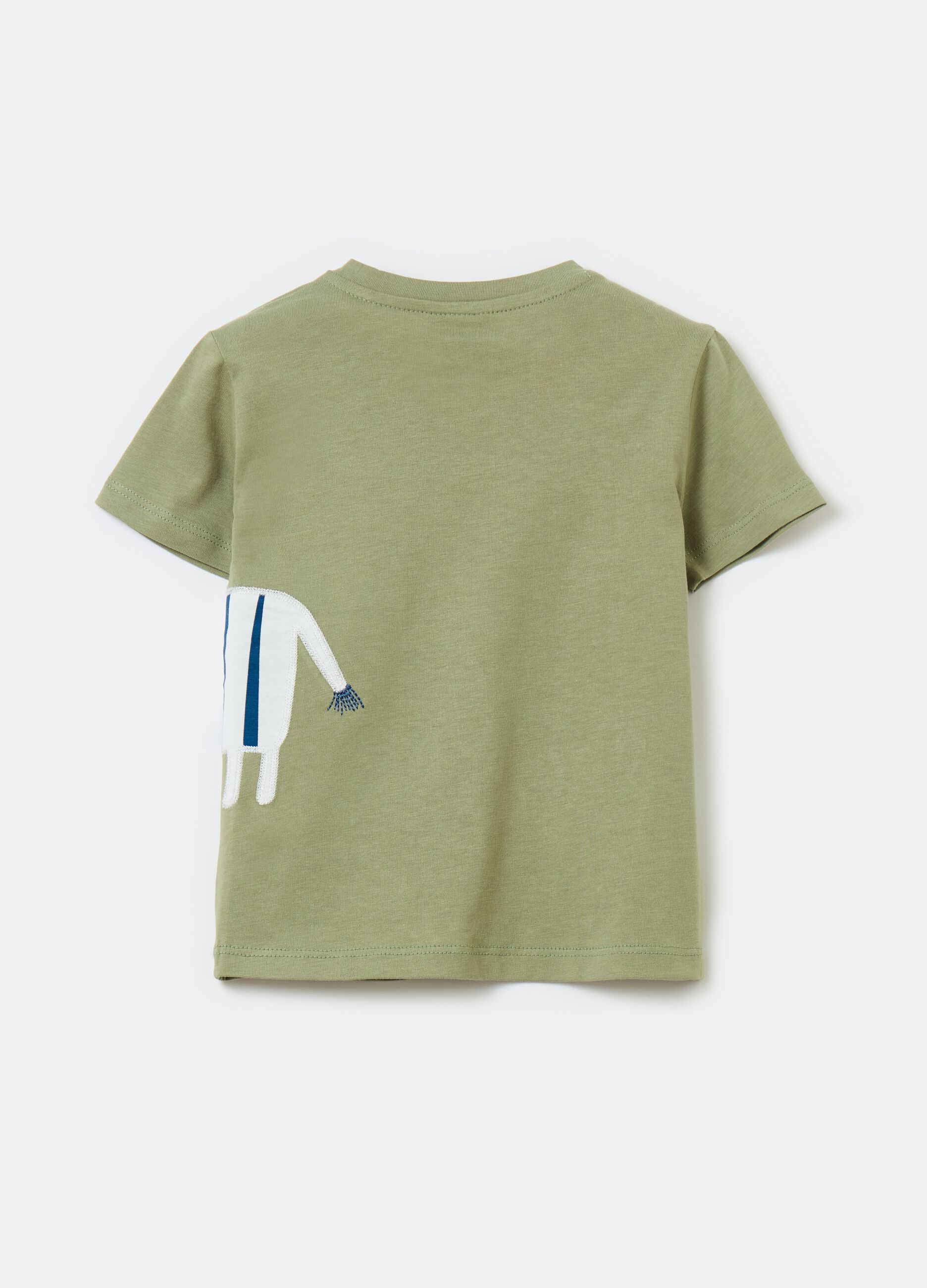 Camiseta de algodón con bordado y parche cebra
