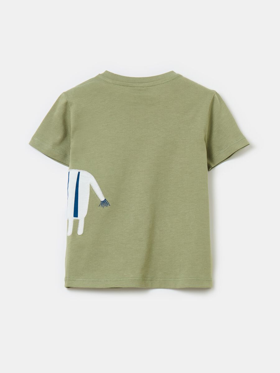 Camiseta de algodón con bordado y parche cebra_1