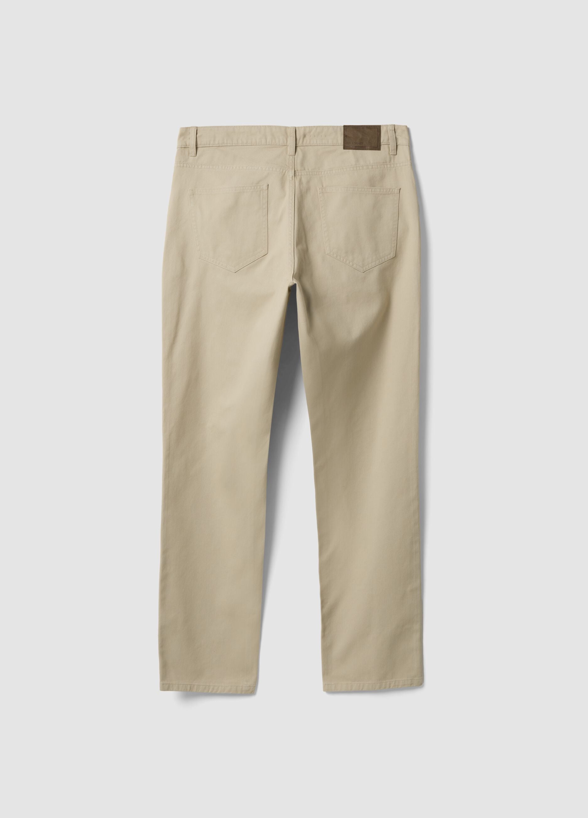 Beige Five-Pocket-Hose aus reiner Baumwolle