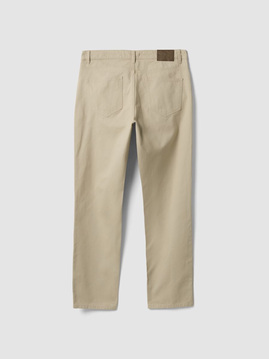 Beige Five-Pocket-Hose aus reiner Baumwolle_1