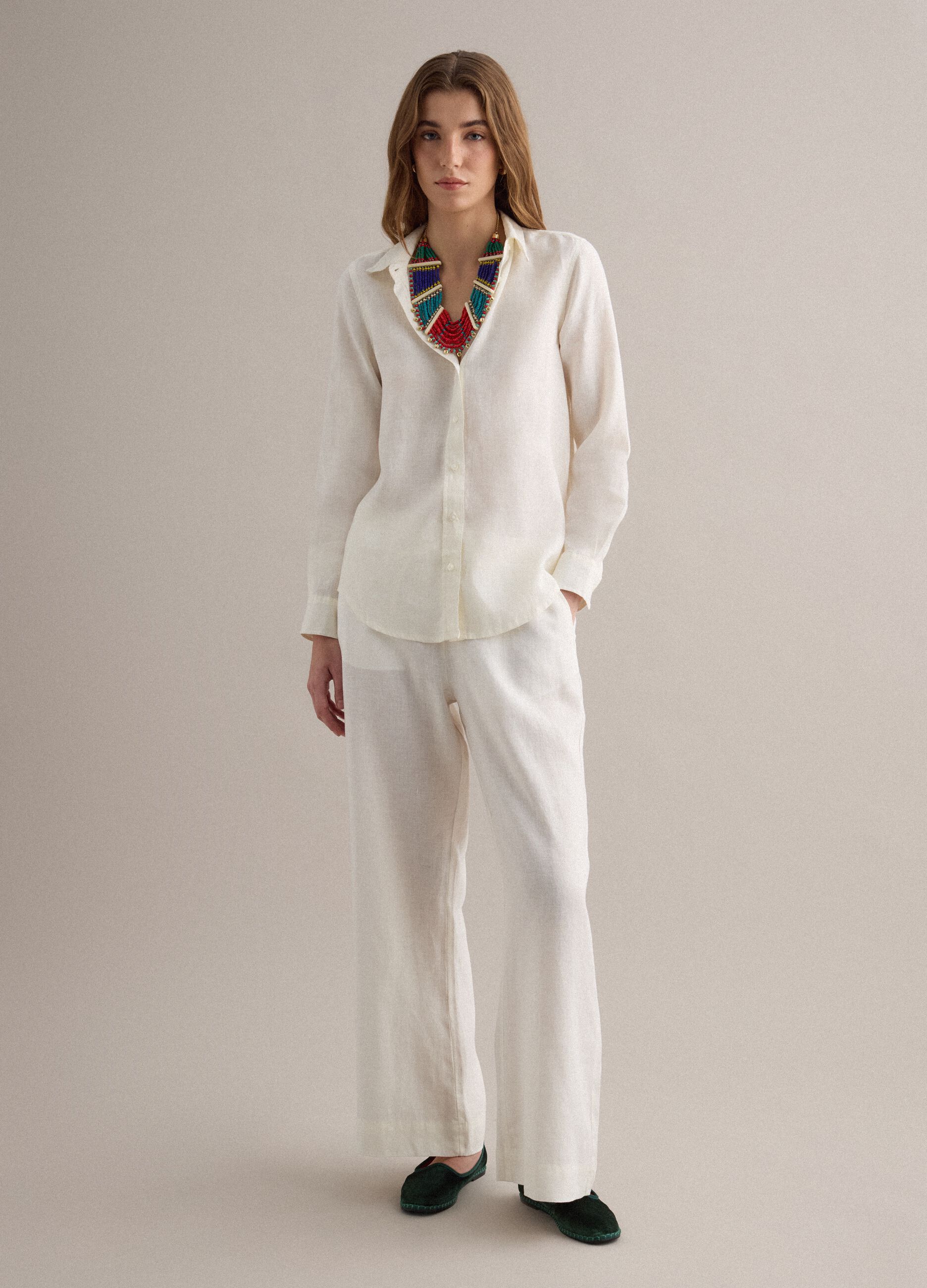 Multicolour Necklace with Beads and Golden Accents