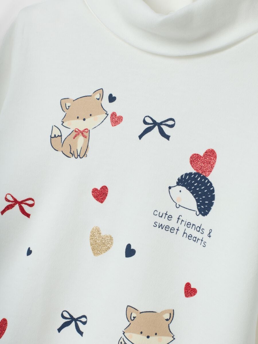 White pure cotton T-shirt with cute animal print_2