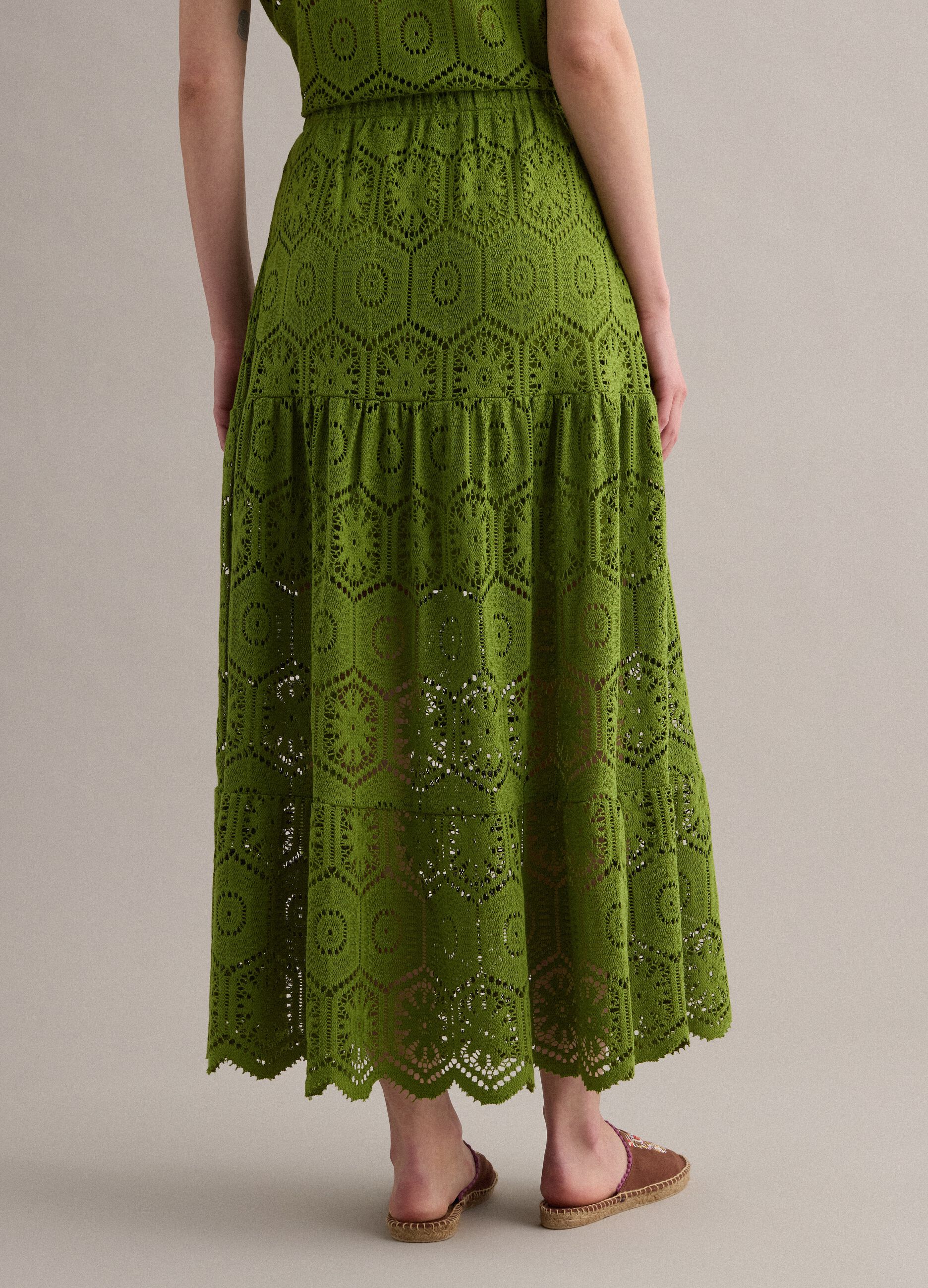 Falda larga verde con cintura el&aacute;stica