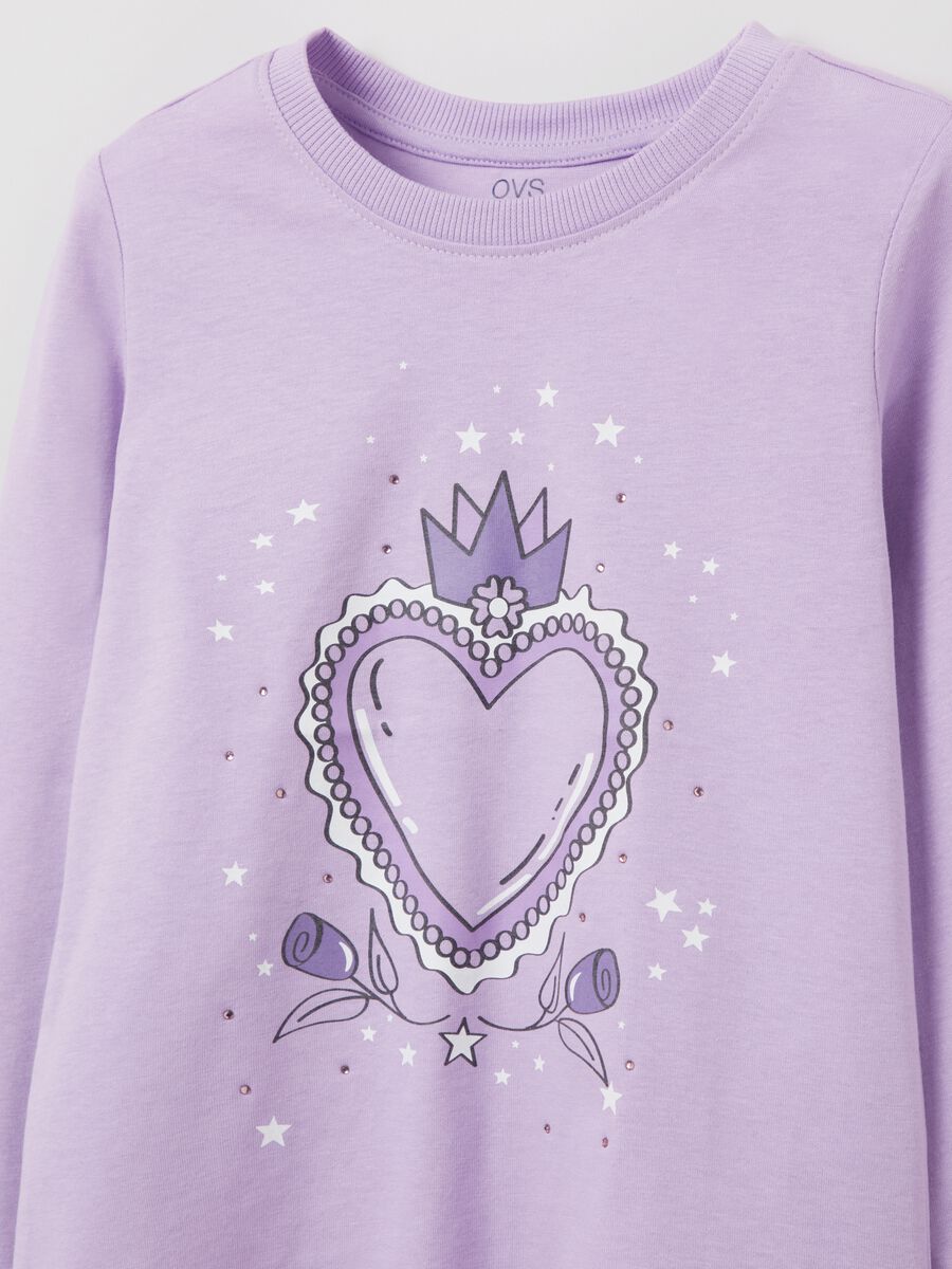 Long-sleeved T-shirt with print and diamanté design_2