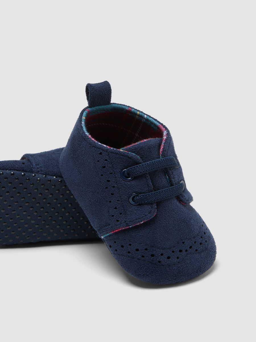 Scarpine blu con lacci elastici e fodera completa_1