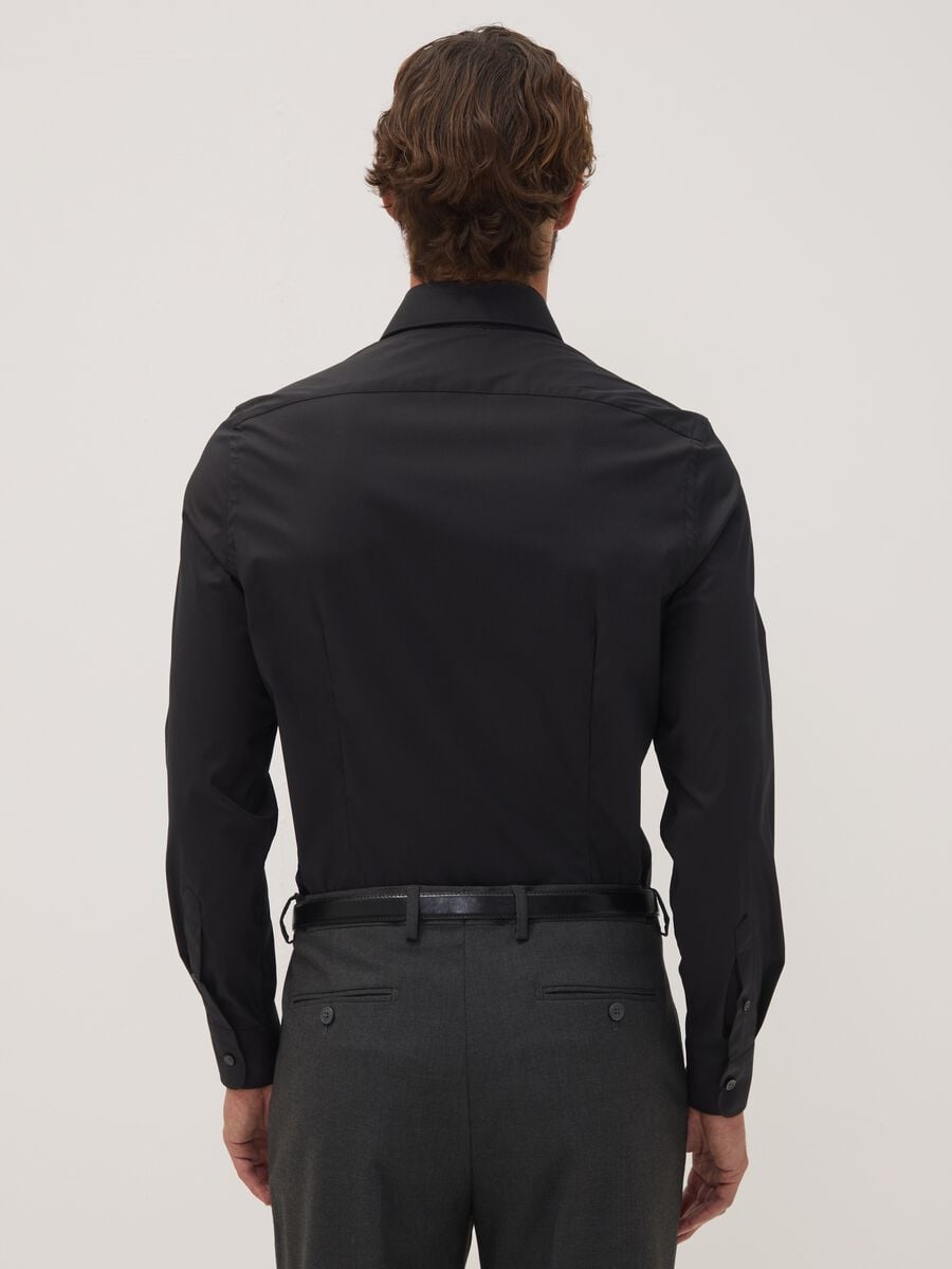 Black slim-fit stretch cotton poplin shirt_3