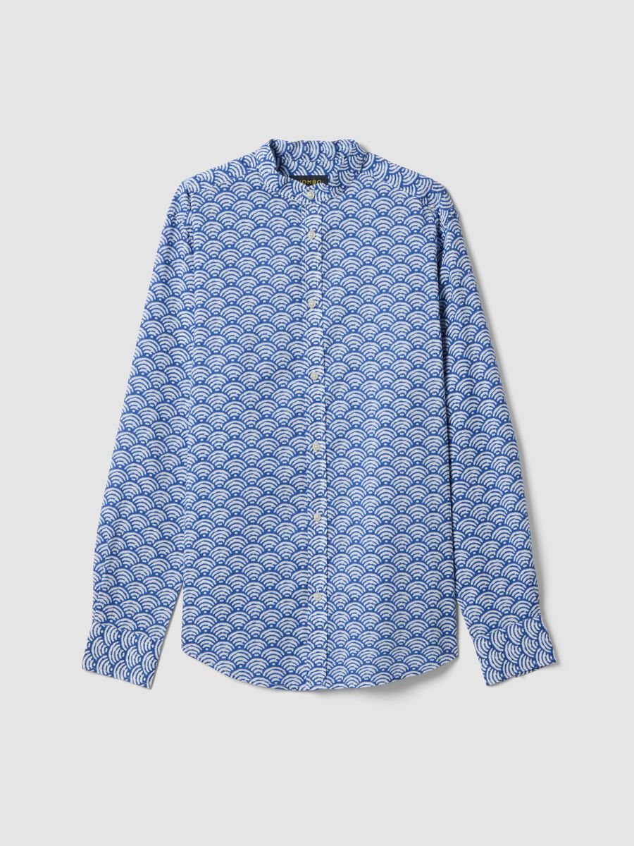 Multicolored shirt with Mandarin collar in pure cotton regular fit_4