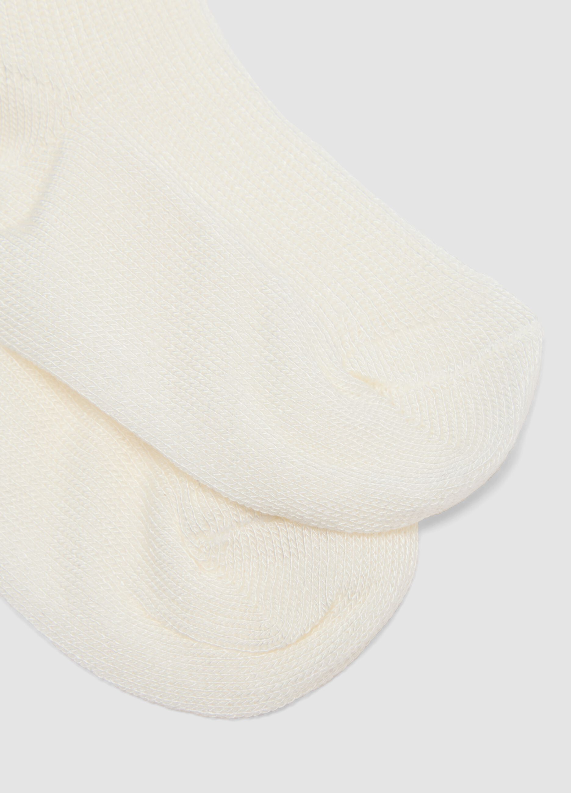 2-pack of pink and white short baby girl socks with frill trim