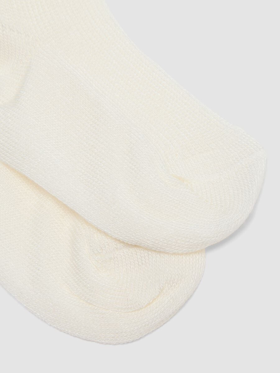 2-pack of pink and white short baby girl socks with frill trim_2