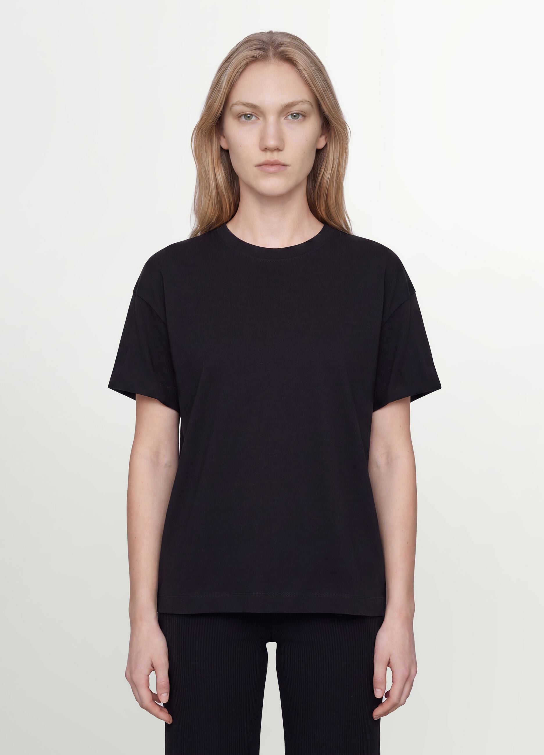 Black oversized pure cotton short-sleeve T-shirt