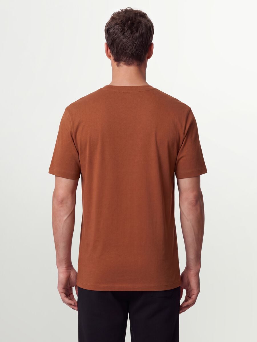 Brown regular-fit T-shirt in pure organic cotton jersey_3
