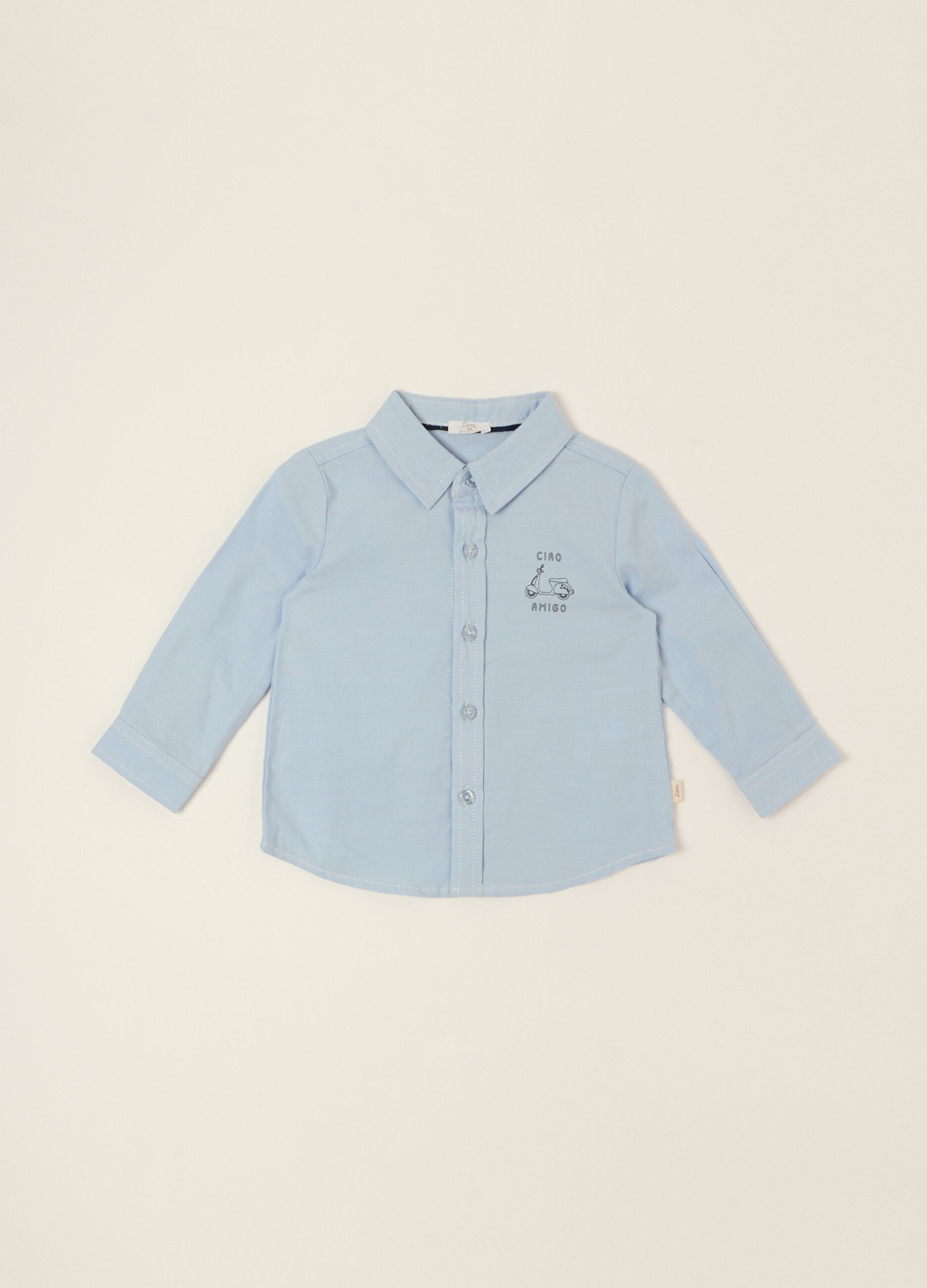 Light Blue Long-Sleeve Pure Cotton Shirt