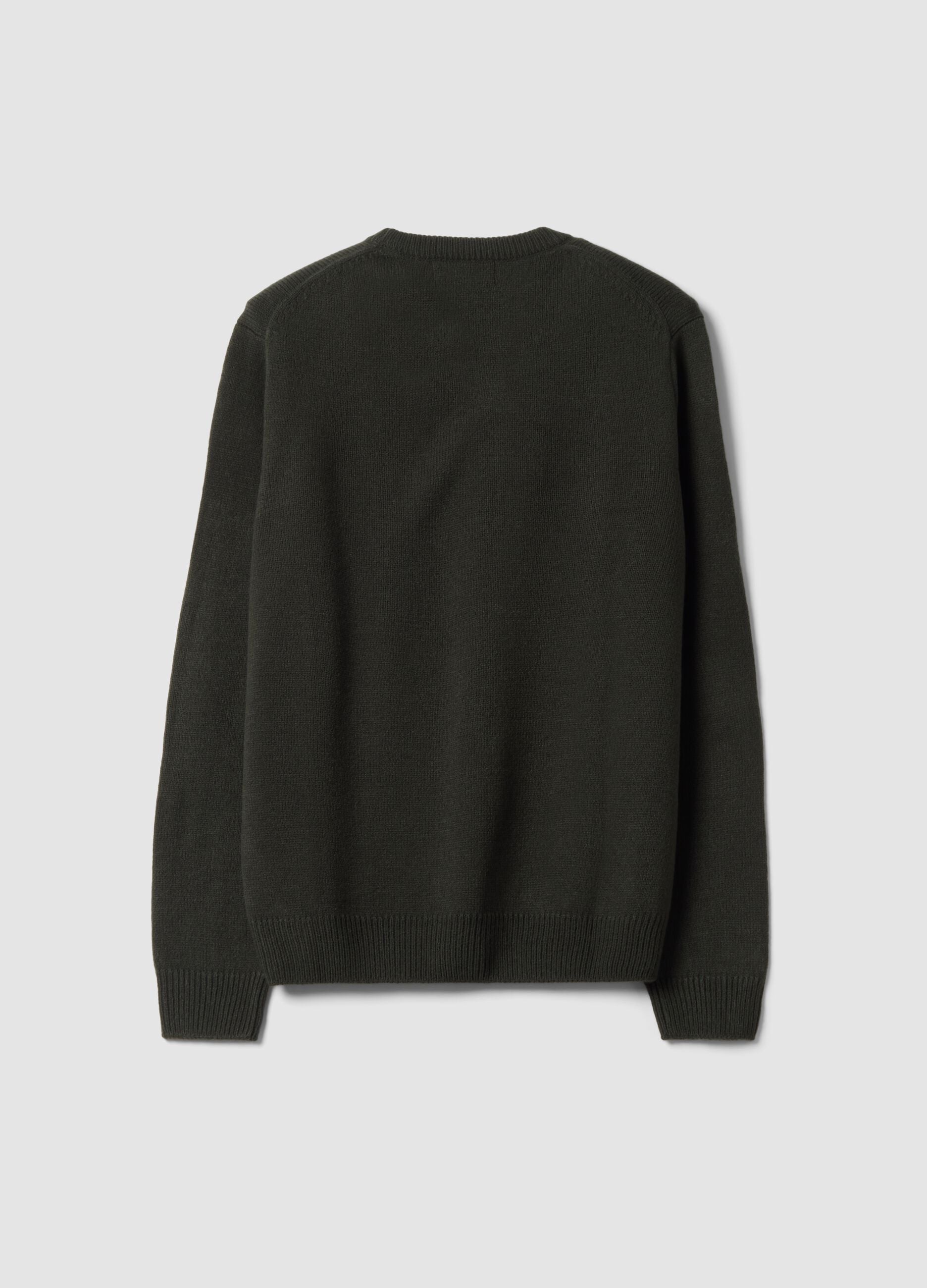 Green crew-neck jersey knit jumper, regular fit