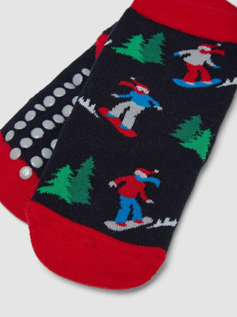 2-pack Christmas-themed non-slip socks in stretch organic cotton_2