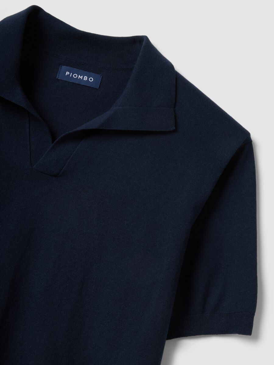 Short-sleeved blue polo in pure cotton_5