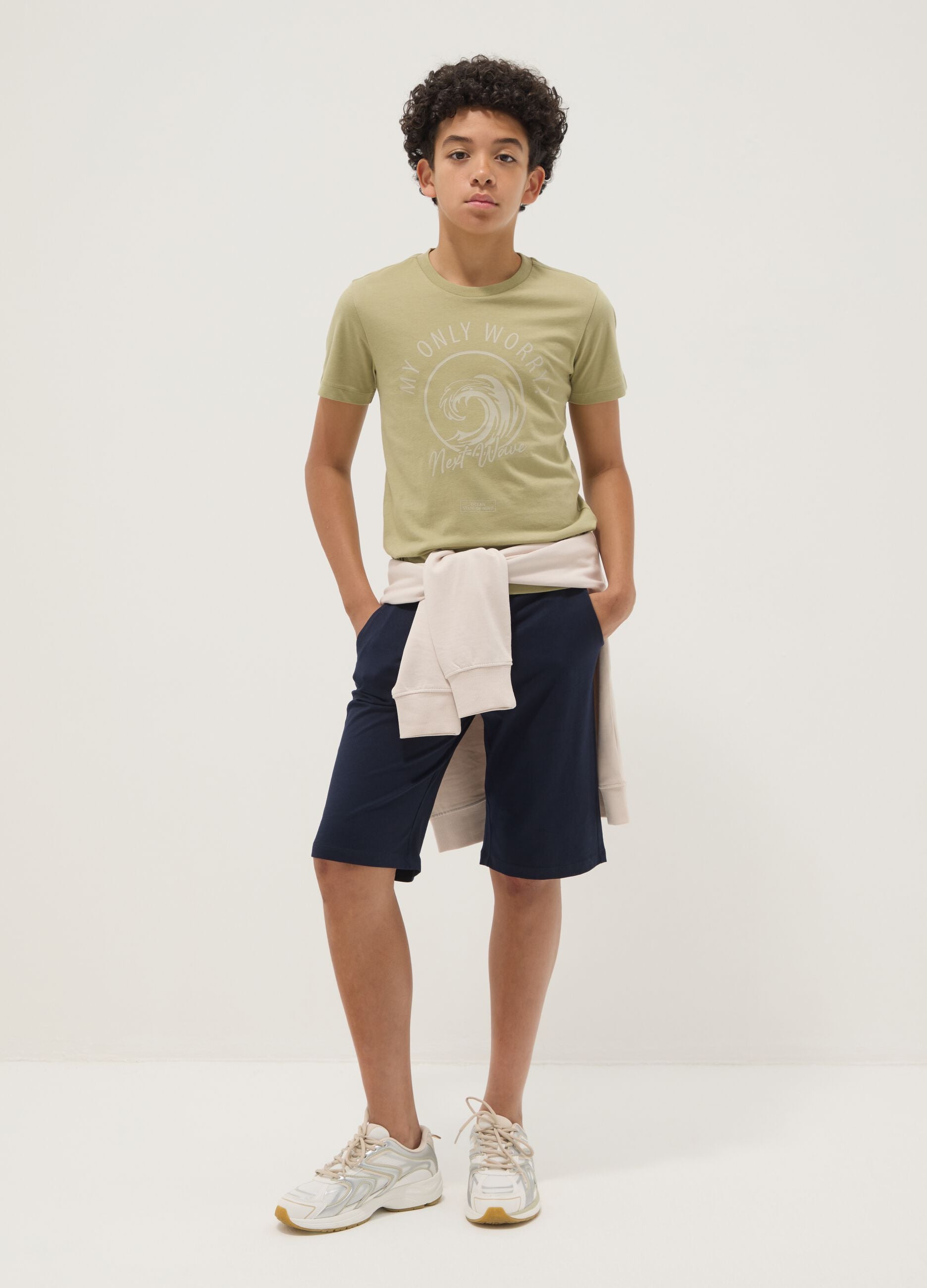 Boys&rsquo; blue pure cotton comfort-fit shorts