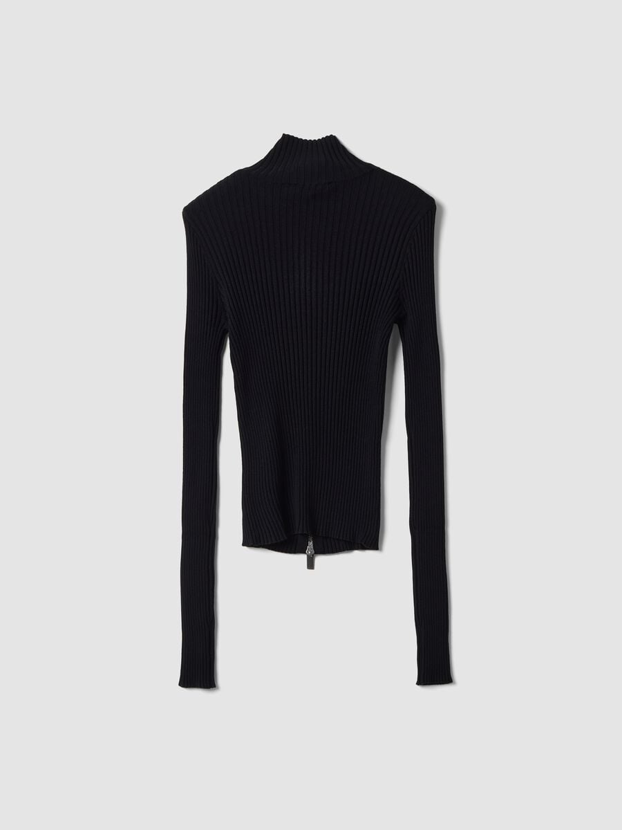 Full-Zip Ribbed Knit Black_1