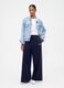 Blue cotton blend palazzo trousers_0