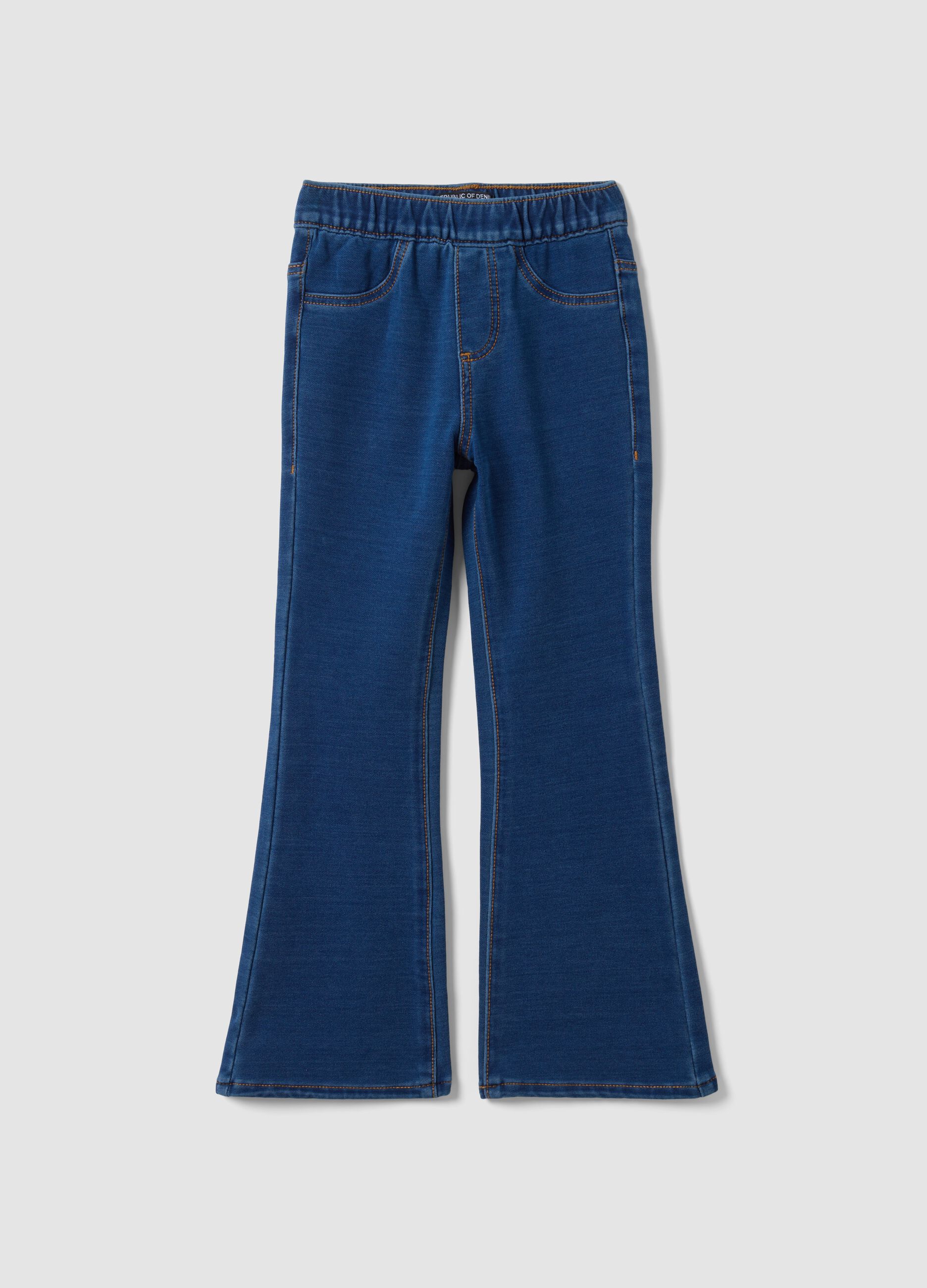 Jeggings blu flare in cotone elasticizzato per bambina