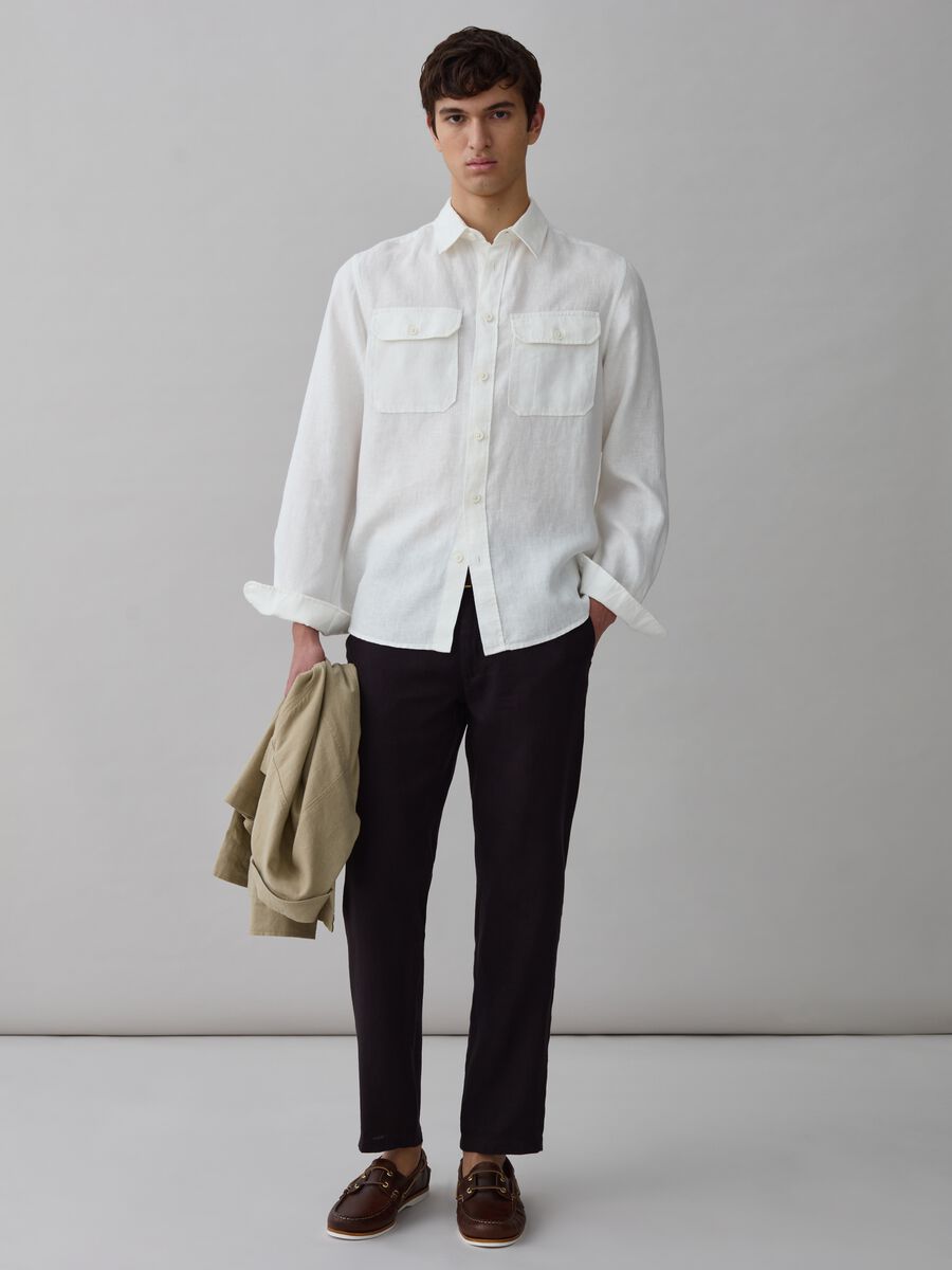 Regular-fit shirt in linen with pockets_0