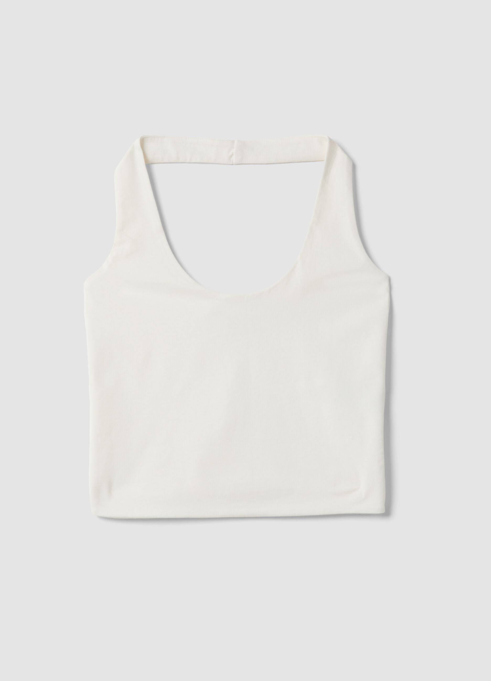 White stretch cotton tank top