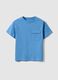 Children's sky blue pure cotton T-shirt, regular fit with pocket_0